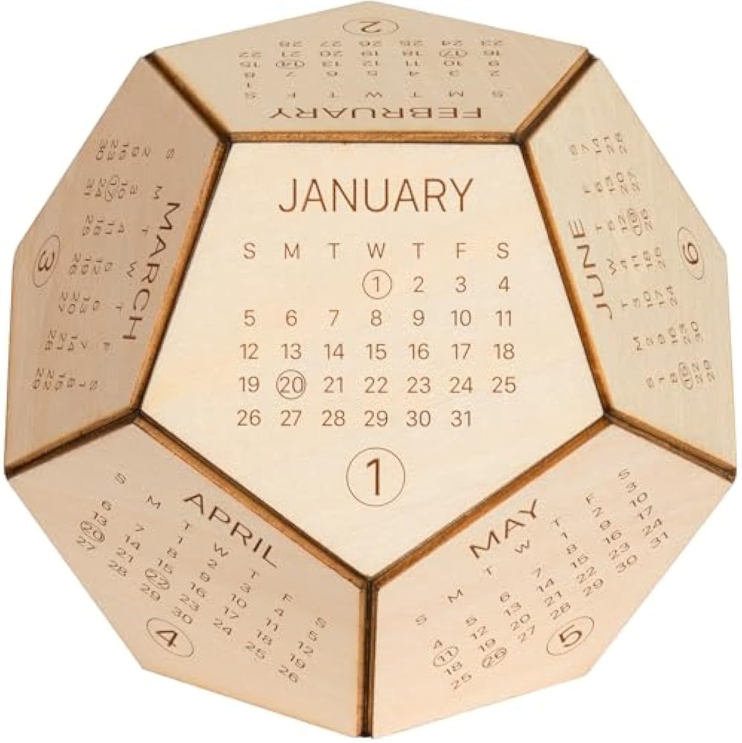 2024 DIY Wooden Hexagonal Dice Desk Calendar