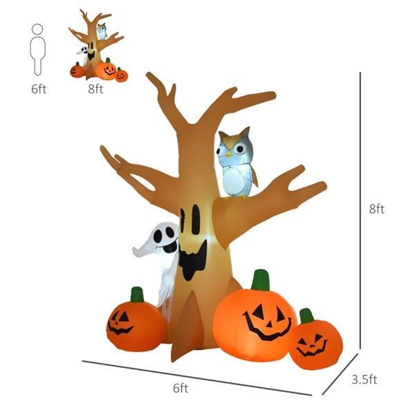7.5FT Inflatable Halloween Ghost Tree with LED Lights