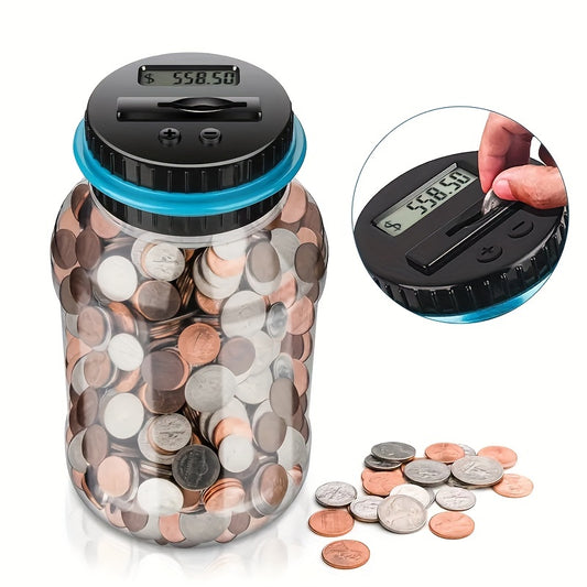 Digital Coin Counting Jar – 800+ Capacity, Fits All US Coins - Clickilix
