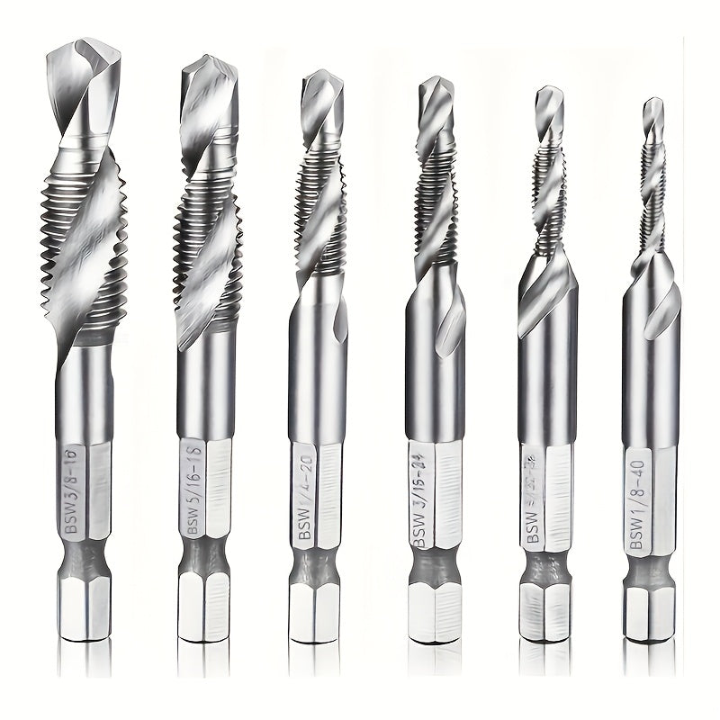 GOXAWEE 6pcs Titanium Drill Tap Set for Wood & Metal - Clickilix
