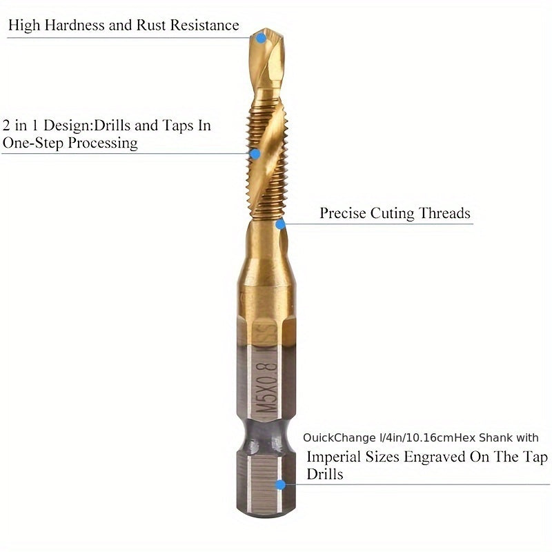 GOXAWEE 6pcs Titanium Drill Tap Set for Wood & Metal - Clickilix