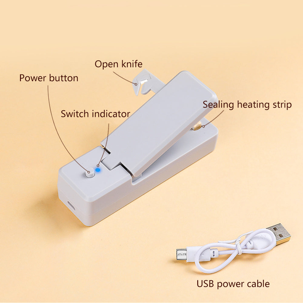 Mini USB Bag Sealer & Opener – 2 in 1 Tool - Clickilix