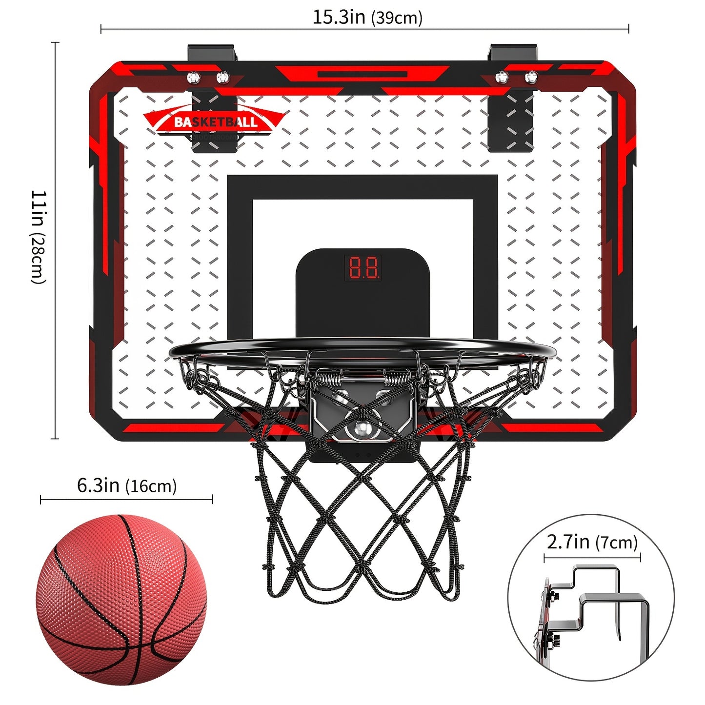 Indoor Mini Basketball Hoop Set for Kids – With 2 Balls - Clickilix