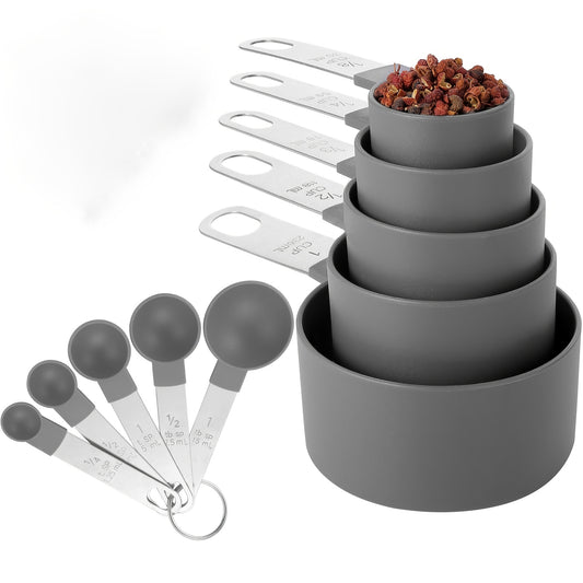 10pcs Premium Measuring Cups & Spoons – Stainless Steel - Clickilix