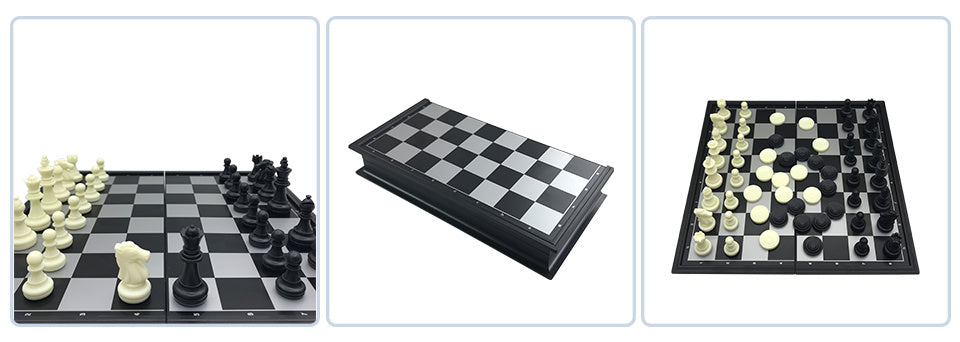 Magnetic Chess & Checkers Educational Game Board