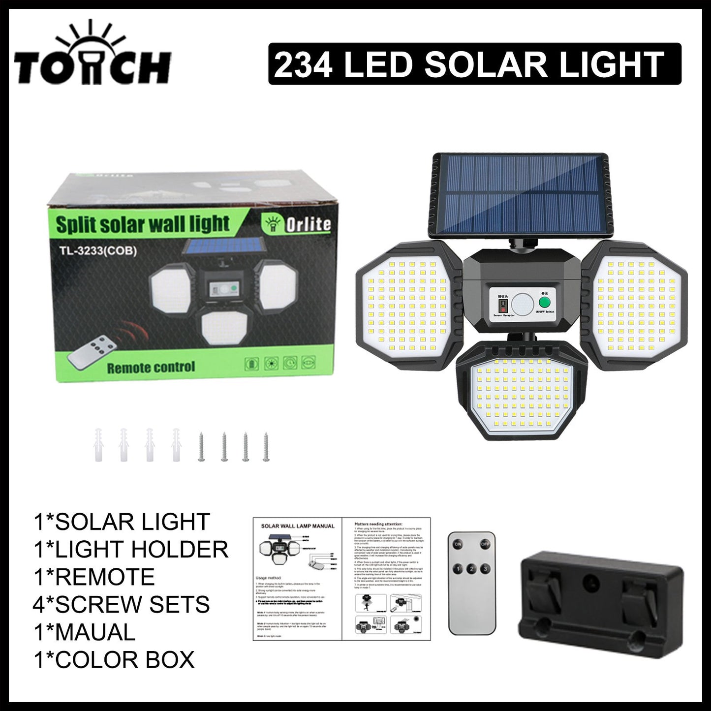 234 LED Solar Wall Light – Motion Sensor with Remote - Clickilix