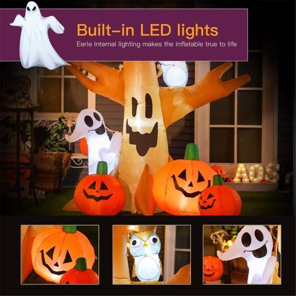 7.5FT Inflatable Halloween Ghost Tree with LED Lights
