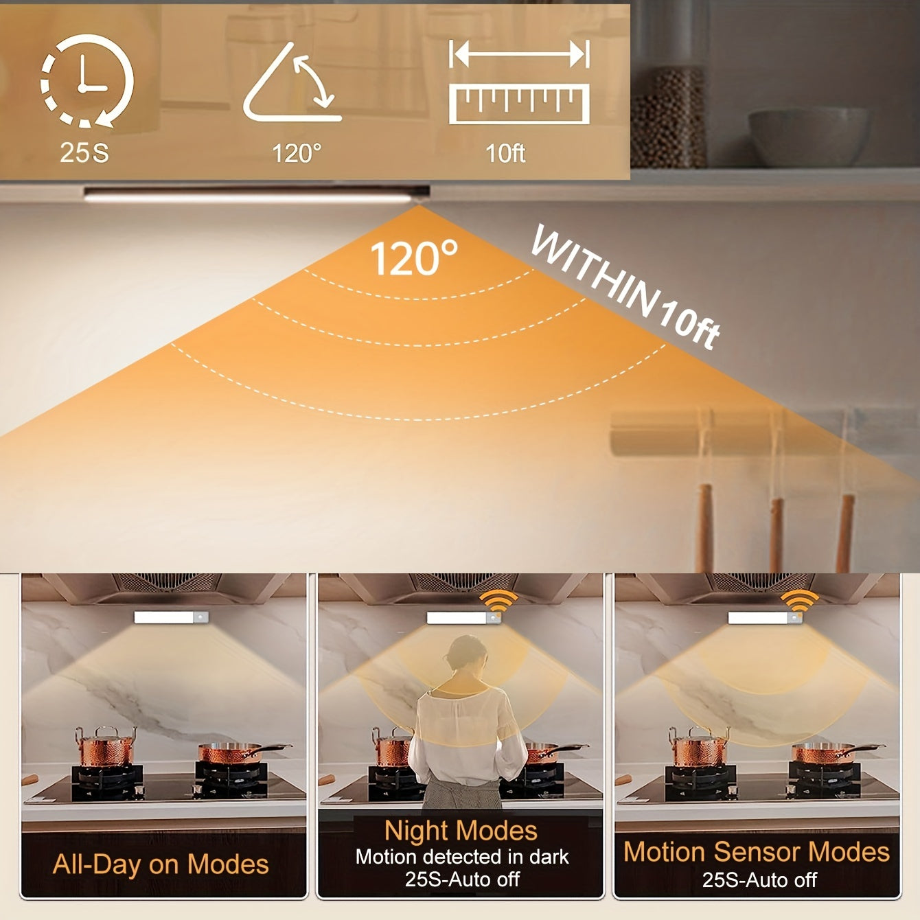 LED Motion Sensor Cabinet Light Rechargeable