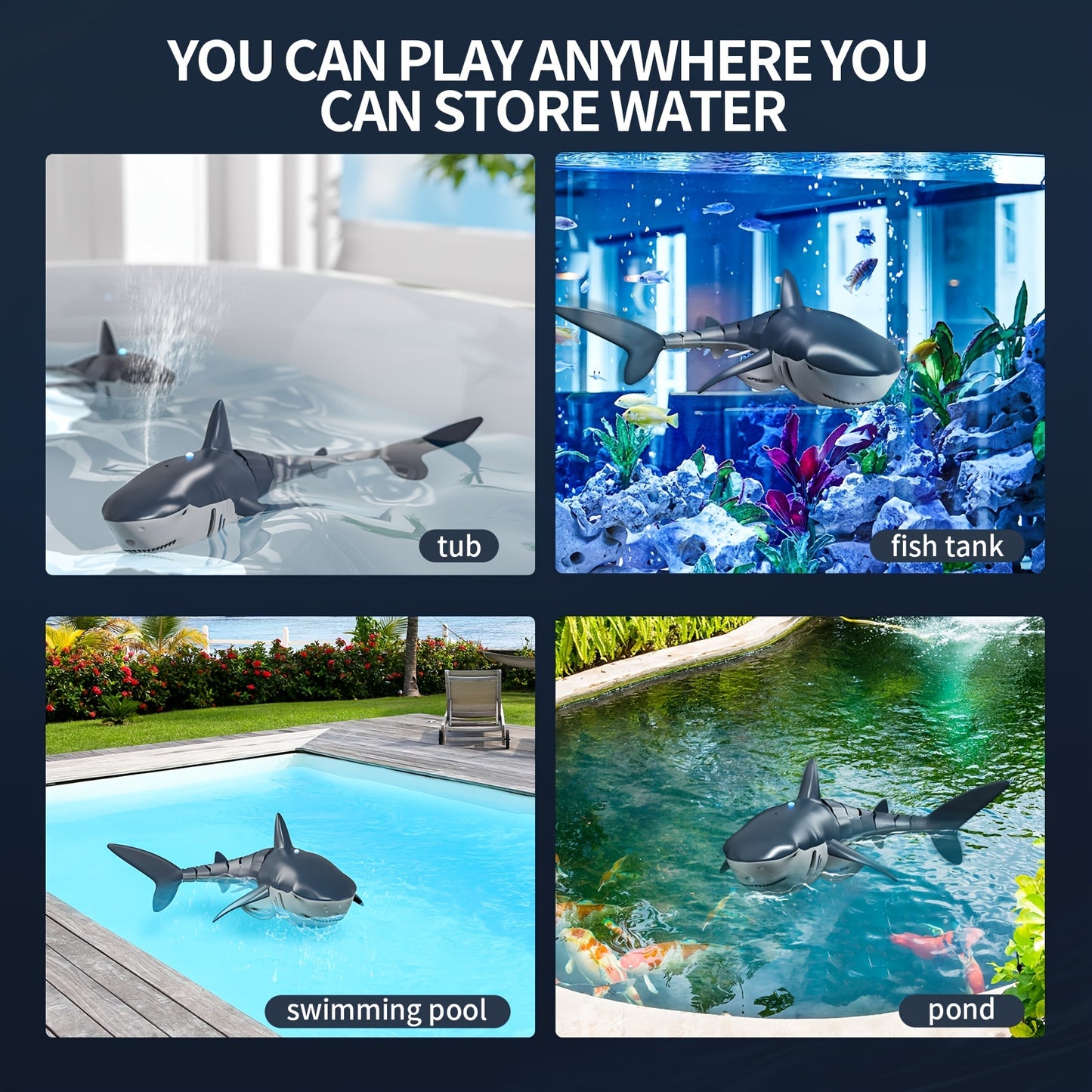 Remote Control Shark Toy with Spray & Light