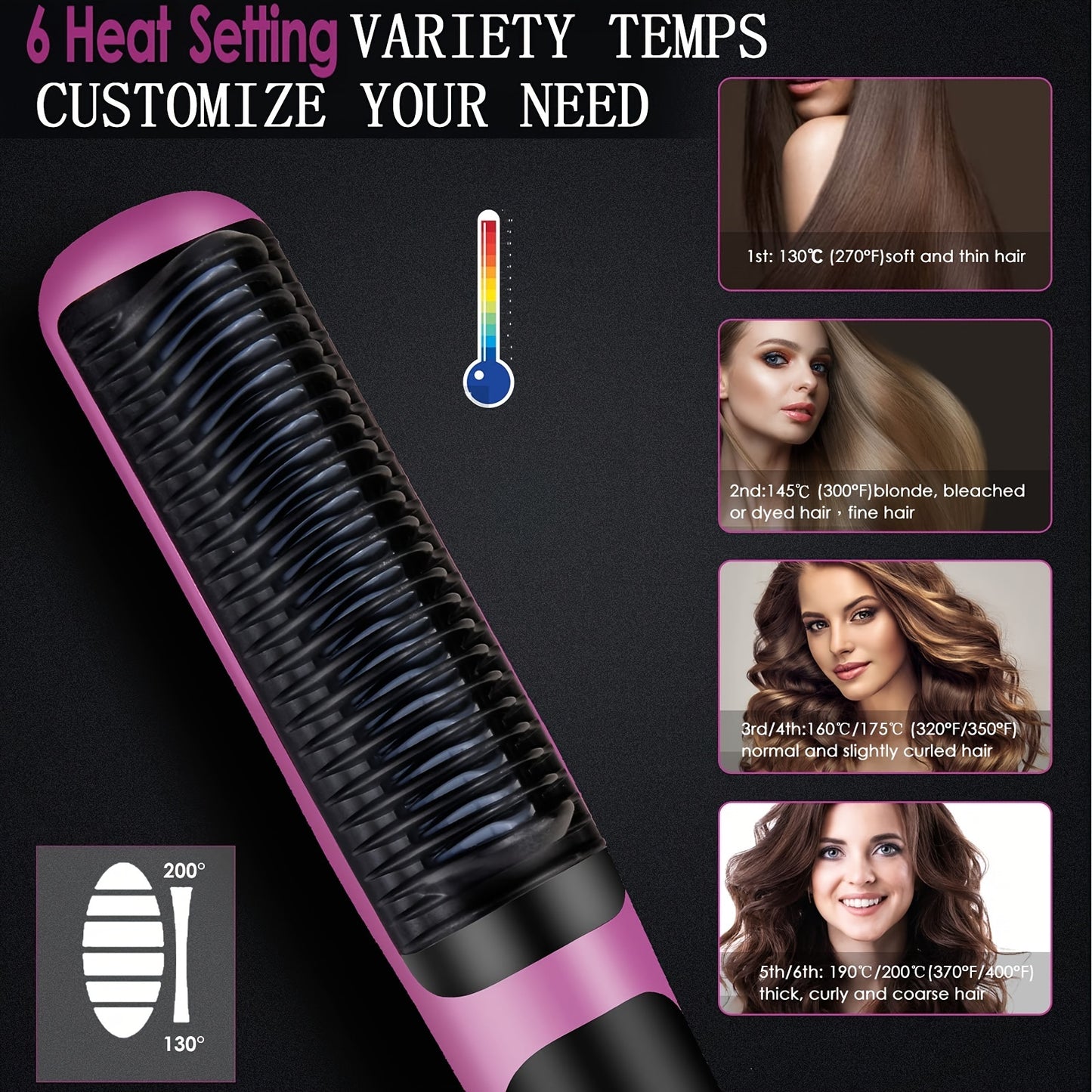 Ceramic Hair Straightening Brush Rapid Heat