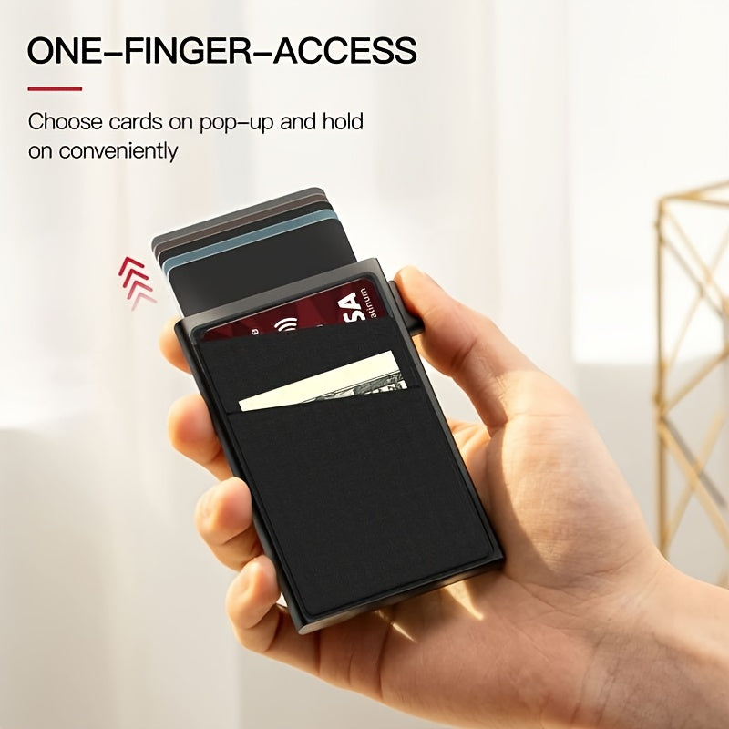 Automatic Pop-Up Credit Card Holder, RFID Blocking Men's Business Card Wallet - Clickilix