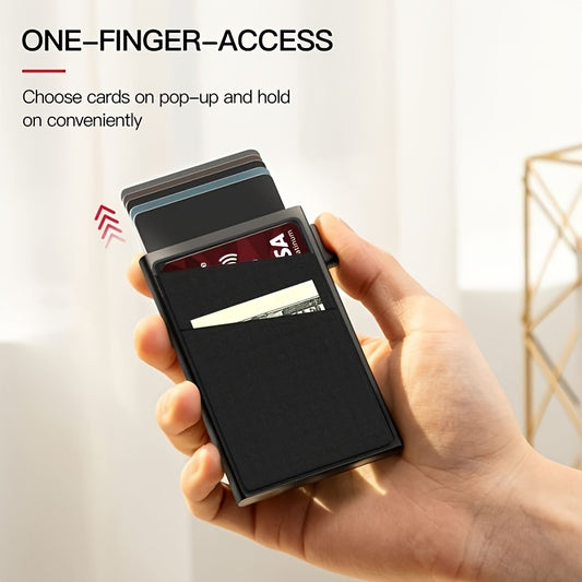 Automatic Pop-Up Credit Card Holder, RFID Blocking Men's Business Card Wallet
