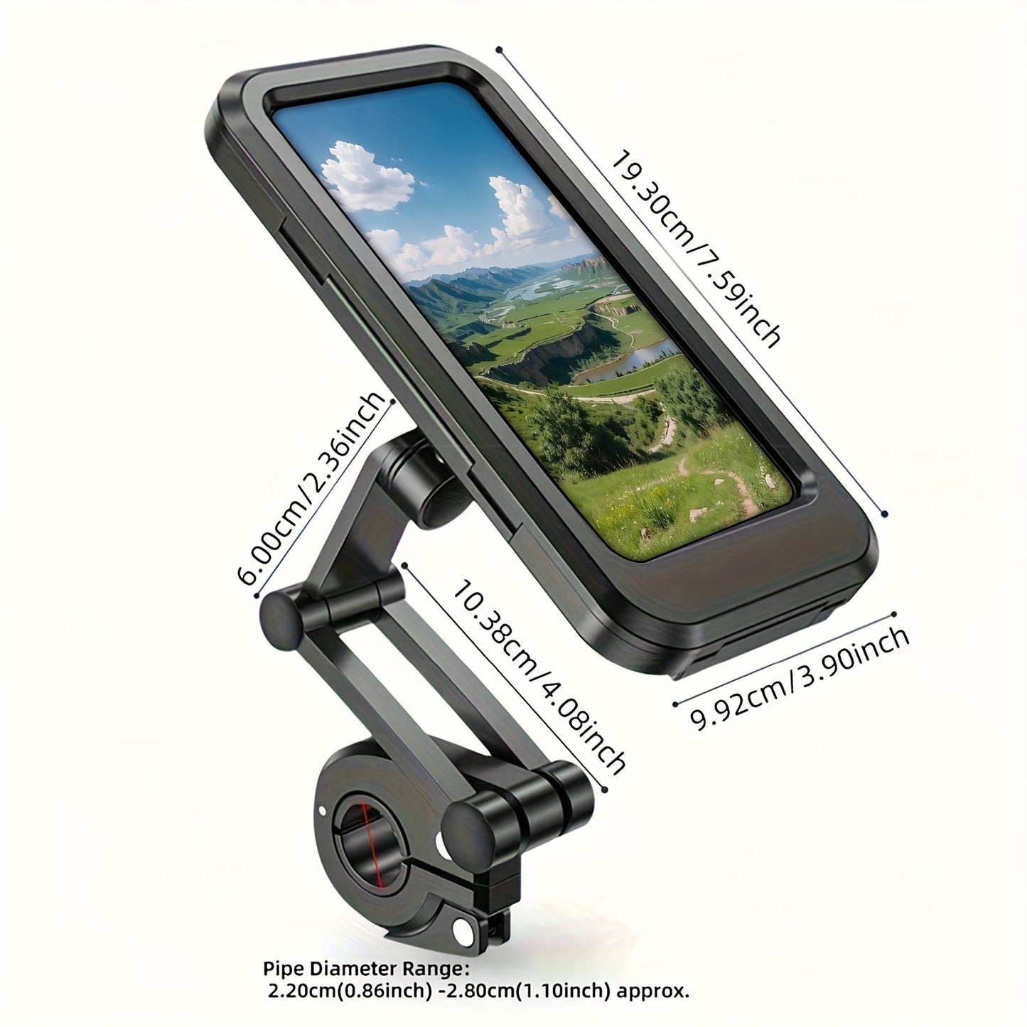 Waterproof Motorcycle Phone Mount – 360° Swivel Rotation Holder