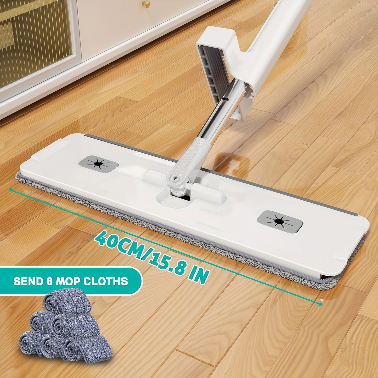 59" Hands-Free Flat Mop Set with Pads