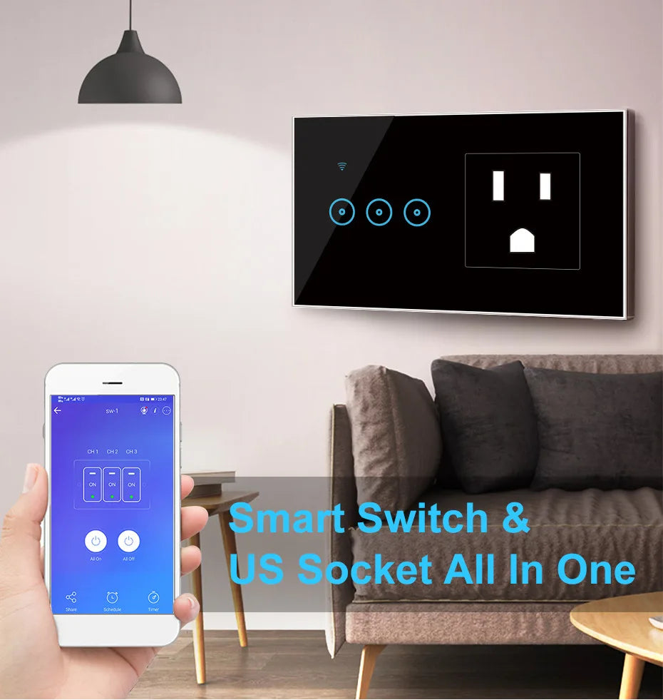 Smart WiFi Wall Socket Switch – US 1/2/3 Gang