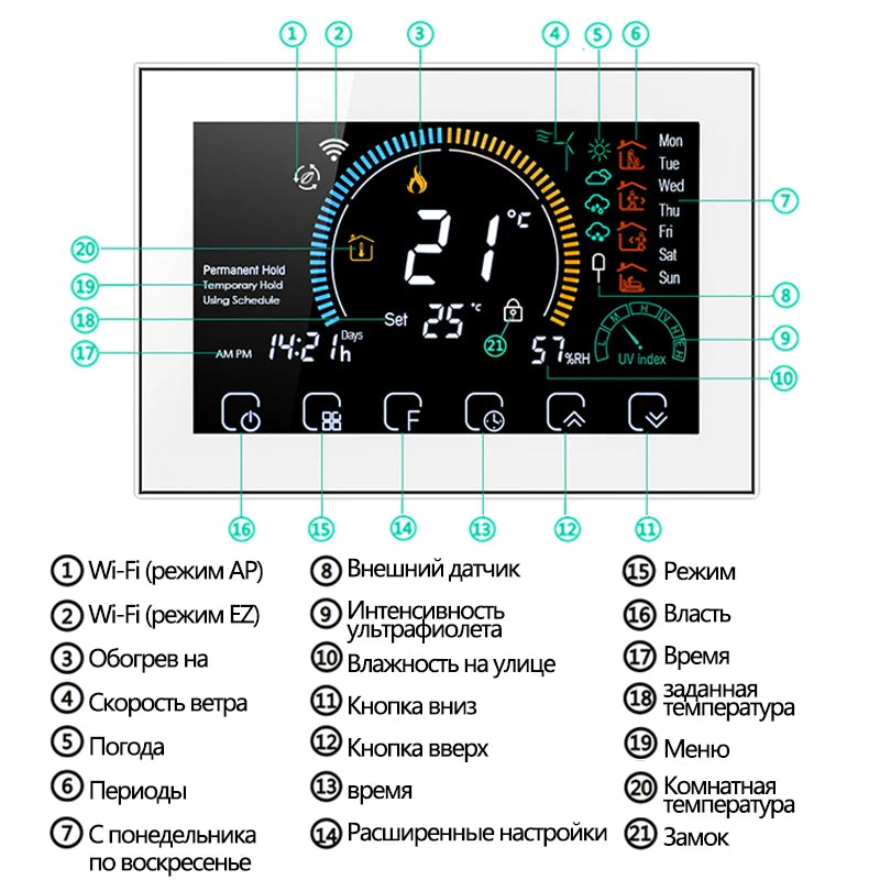 WiFi Smart Colorful Screen Room Thermostat