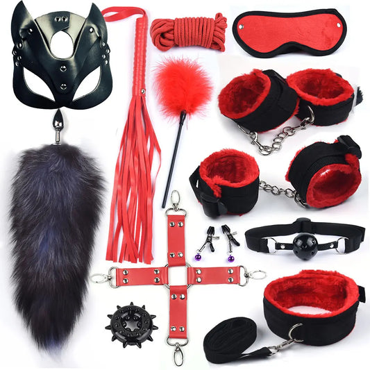 40CM Fox Tail Anal Plug Bondage Set