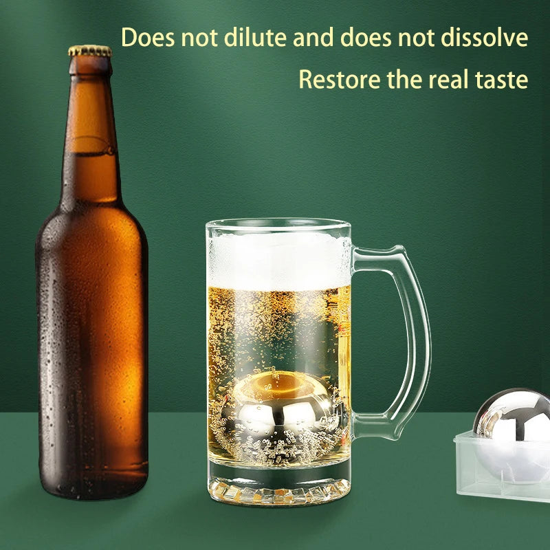 Stainless Steel Ice Balls – 2pcs Whiskey Chilling Set