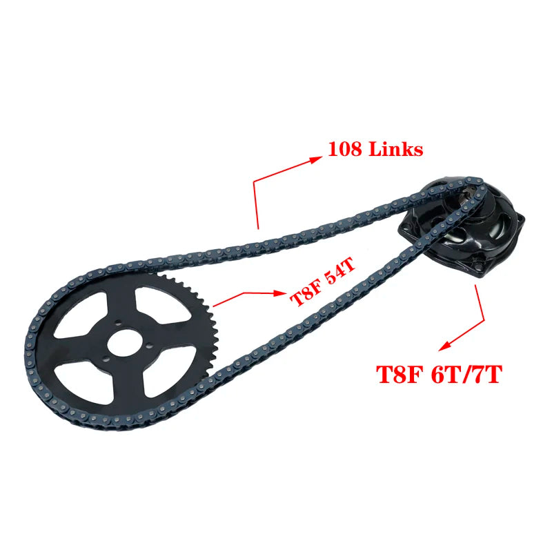 Mini Moto Drive Chain Set with Gearbox & Sprocket
