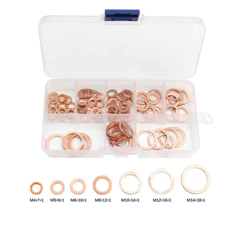 Copper Seal Ring Gasket Set – 100–300pcs