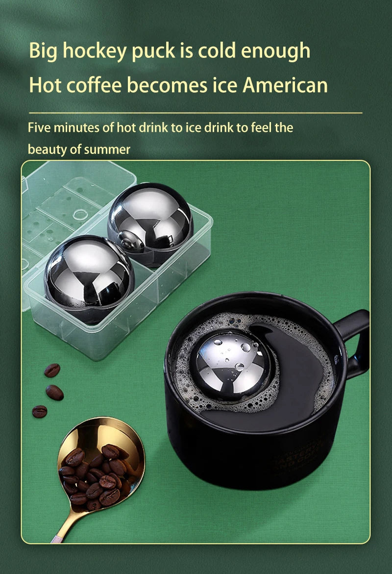 Stainless Steel Ice Balls – 2pcs Whiskey Chilling Set