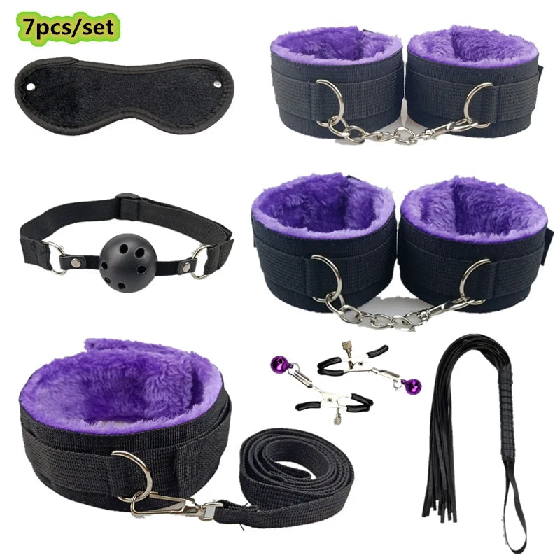 Bondage Set with Vibrator, Handcuffs & Whip