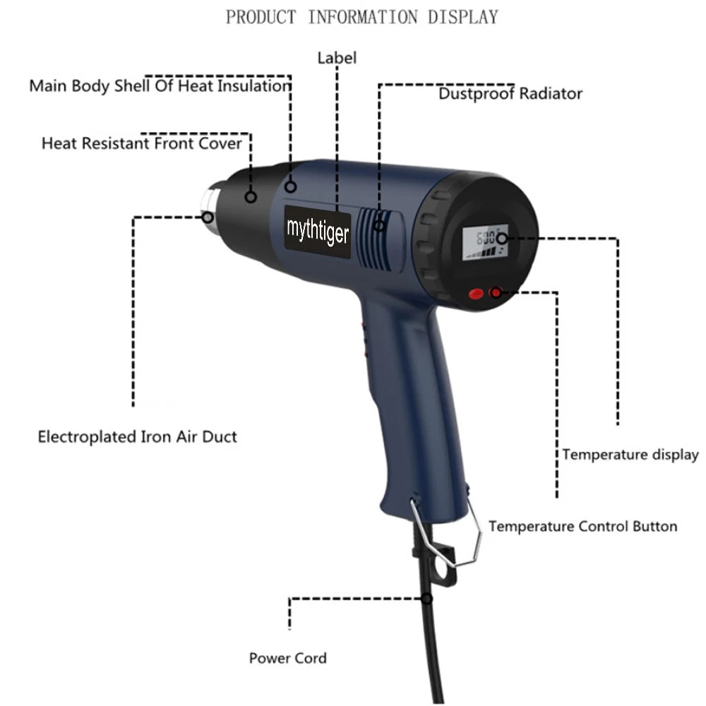2000W Industrial Electric Hot Air Gun Digital