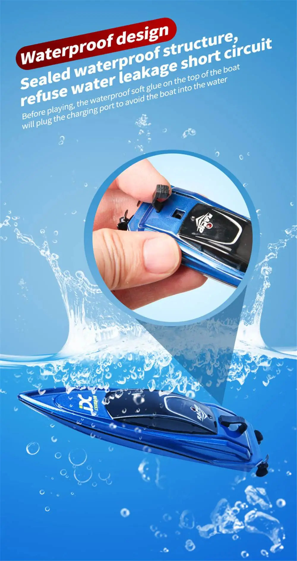 Mini RC Boat with LED Light – High Speed
