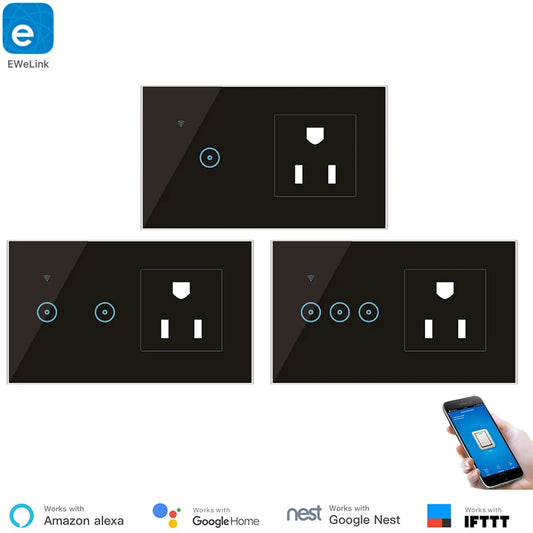 Smart WiFi Wall Socket Switch – US 1/2/3 Gang