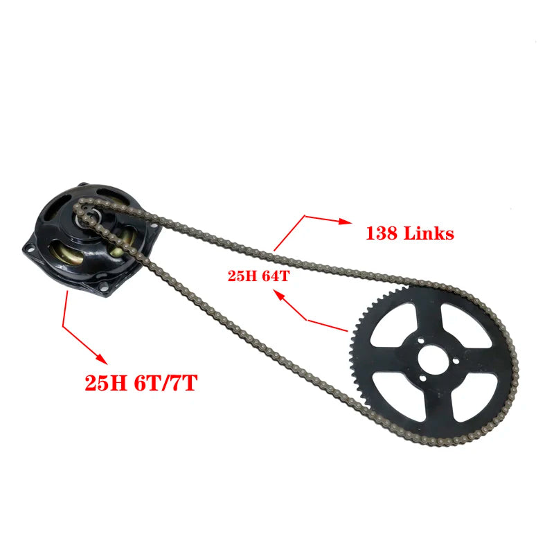 Mini Moto Drive Chain Set with Gearbox & Sprocket
