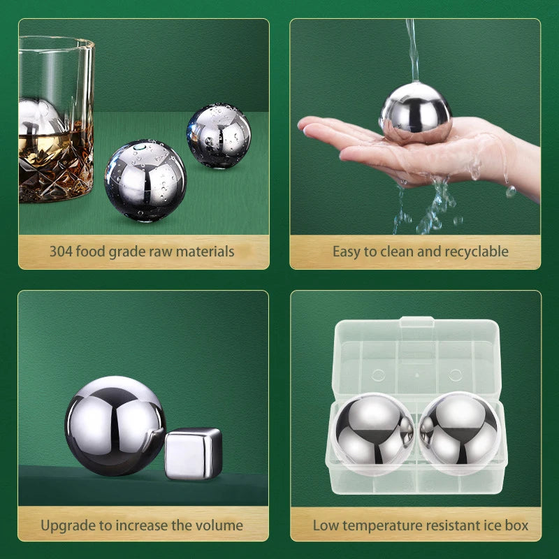 Stainless Steel Ice Balls – 2pcs Whiskey Chilling Set