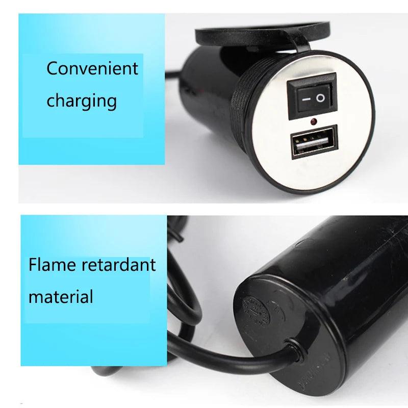Waterproof Motorcycle Handlebar USB Charger 12V