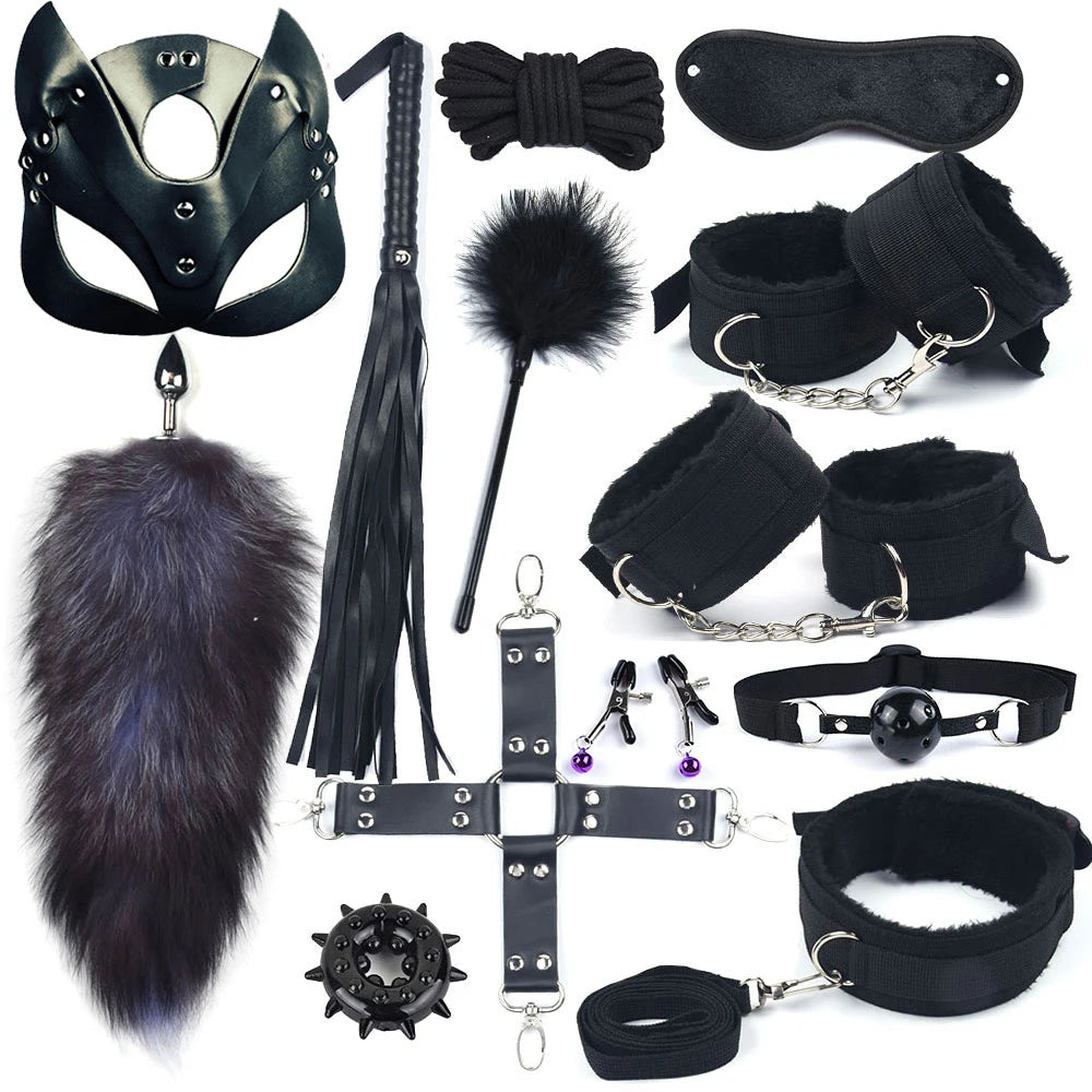 40CM Fox Tail Anal Plug Bondage Set