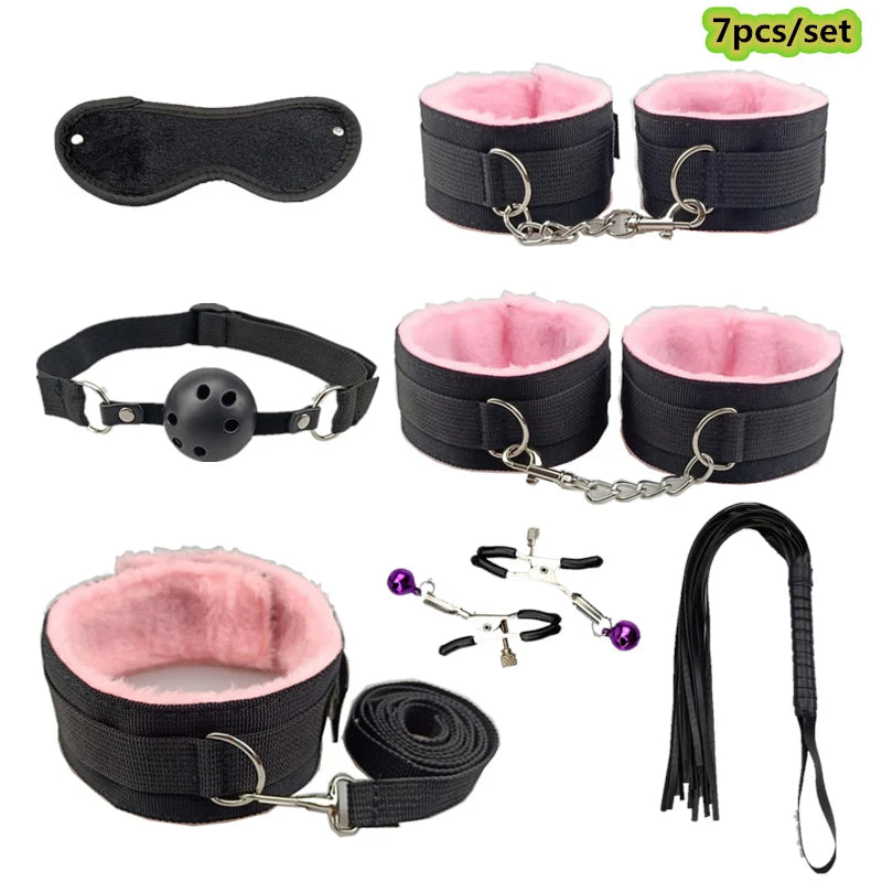 Bondage Set with Vibrator, Handcuffs & Whip