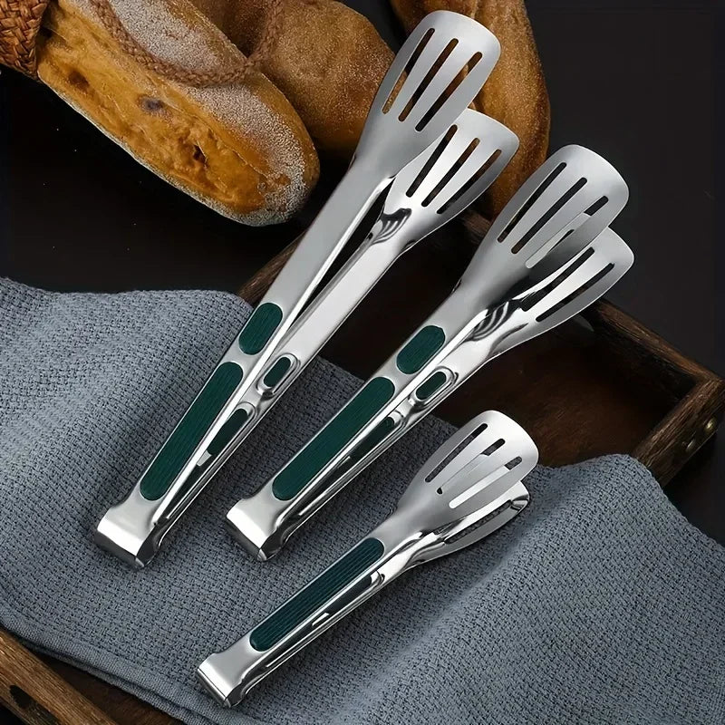 Stainless Steel Non-Slip Food Tongs for Kitchen Use