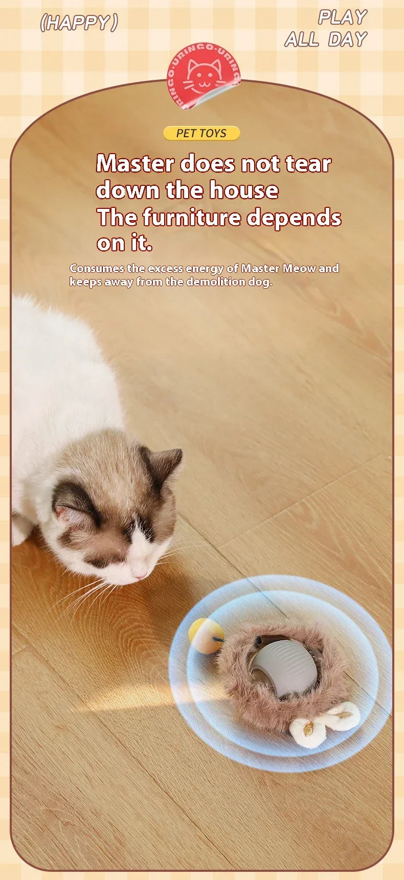 Smart Rolling Cat Toy Ball USB Rechargeable