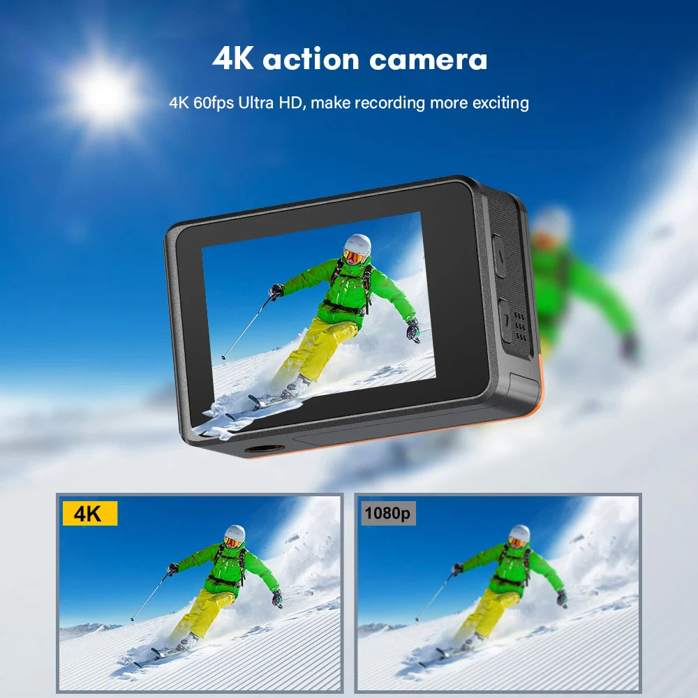 Capture it all with this 4K dual-screen action camera!