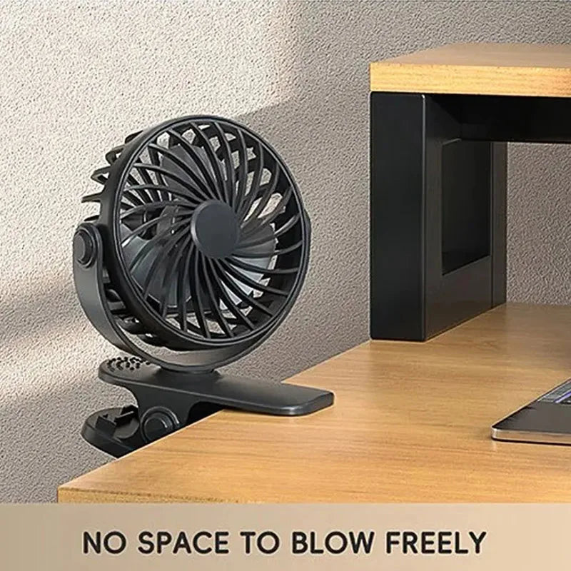 Portable 720° Rotating Clip Fan with Light