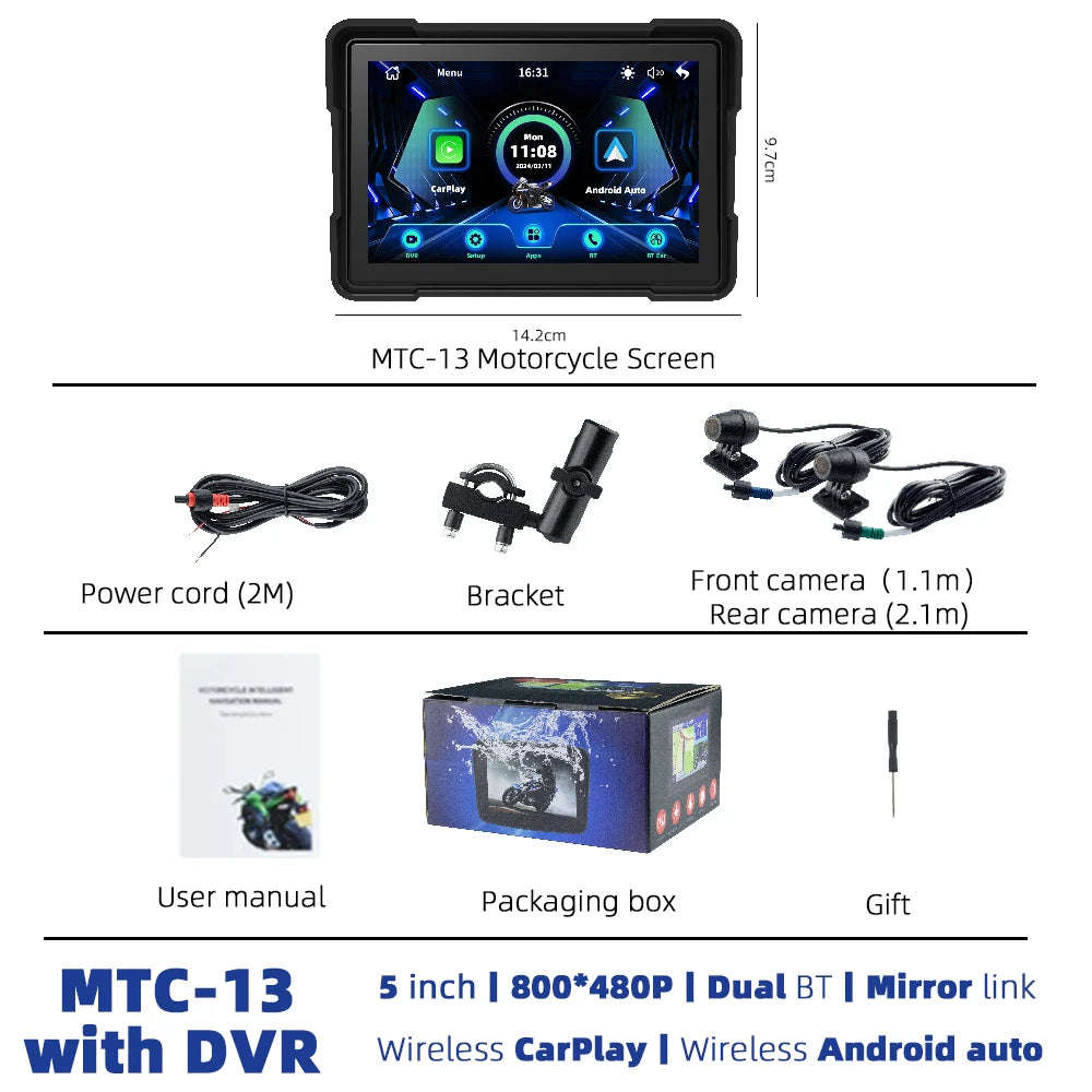 EKIY Wireless CarPlay & Android Auto Motorcycle GPS