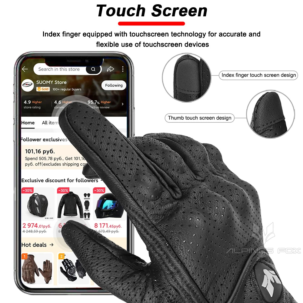 Vintage Leather Motorcycle Gloves Men
