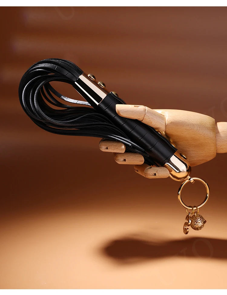 Vintage BDSM Leather Whip with Rivets