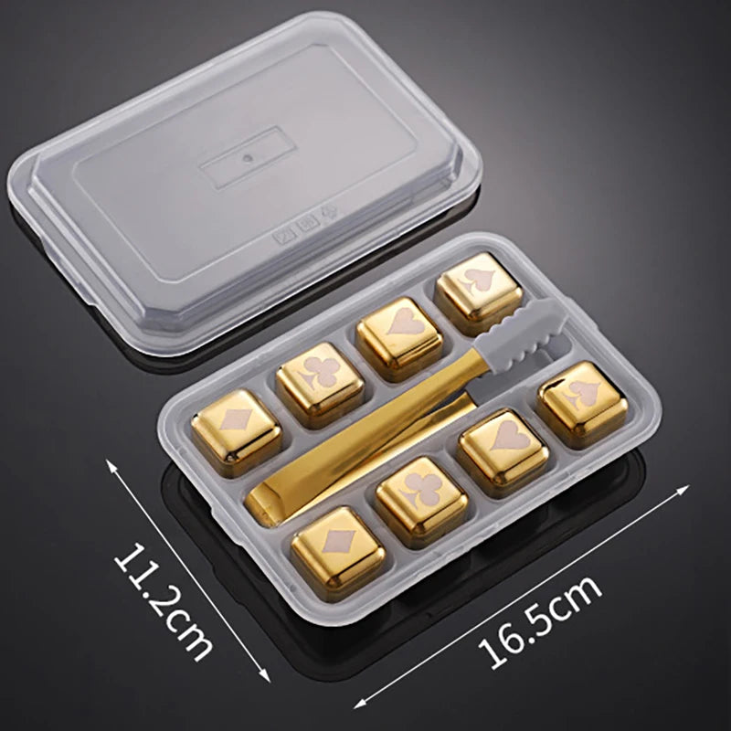 Reusable 304 Steel Whiskey Ice Cubes Set