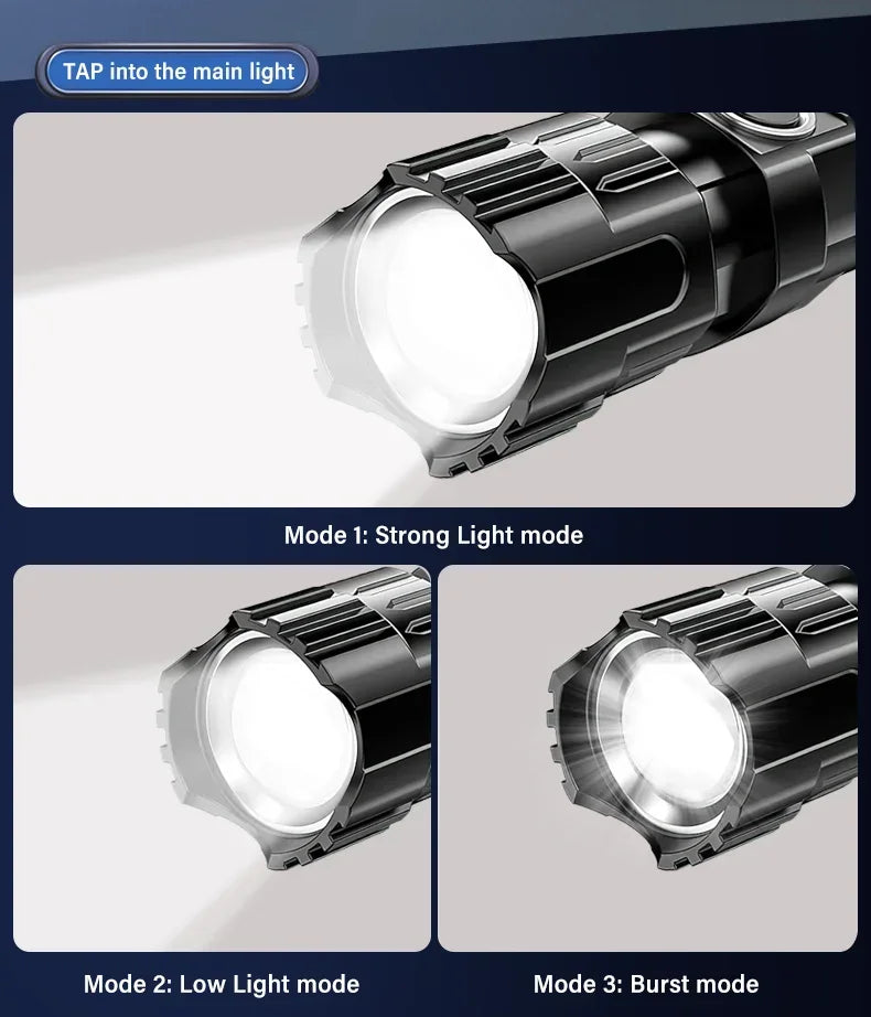 2000LM Tactical LED Flashlight USB Rechargeable