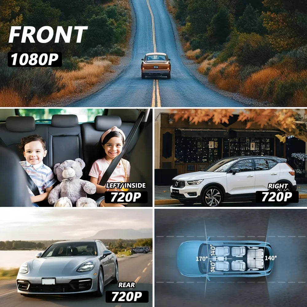 4-Channel WiFi Dash Cam with 360° Night Vision