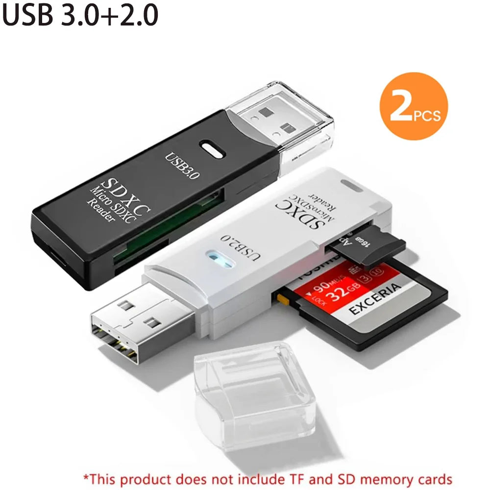Multi Functional 2-in-1 High-speed USB 3.0/2.0 Card Reader Supports TF+SD