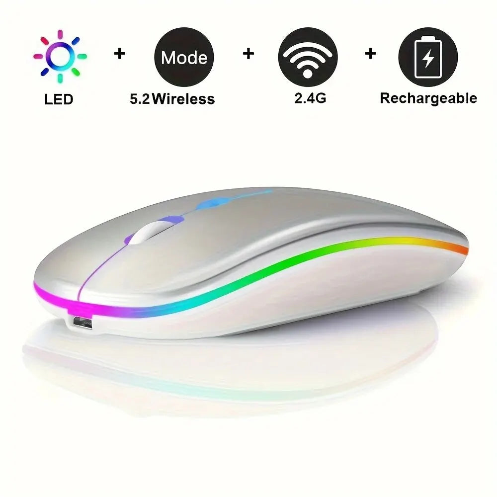 Wireless Mouse Gaming Backlight USB Compatible RGB Rechargeable