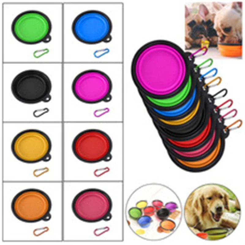 Collapsible Silicone Pet Bowl with Carabiner Clip