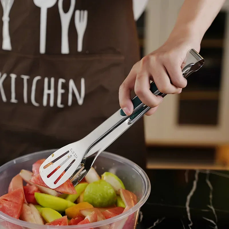 Stainless Steel Non-Slip Food Tongs for Kitchen Use