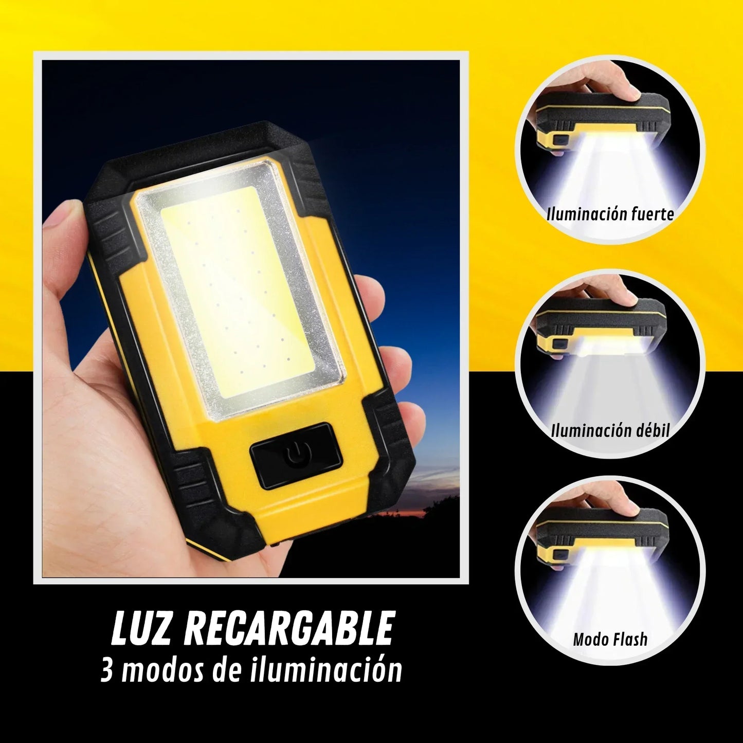 Rechargeable LED Flashlight & Work Light with Power Bank