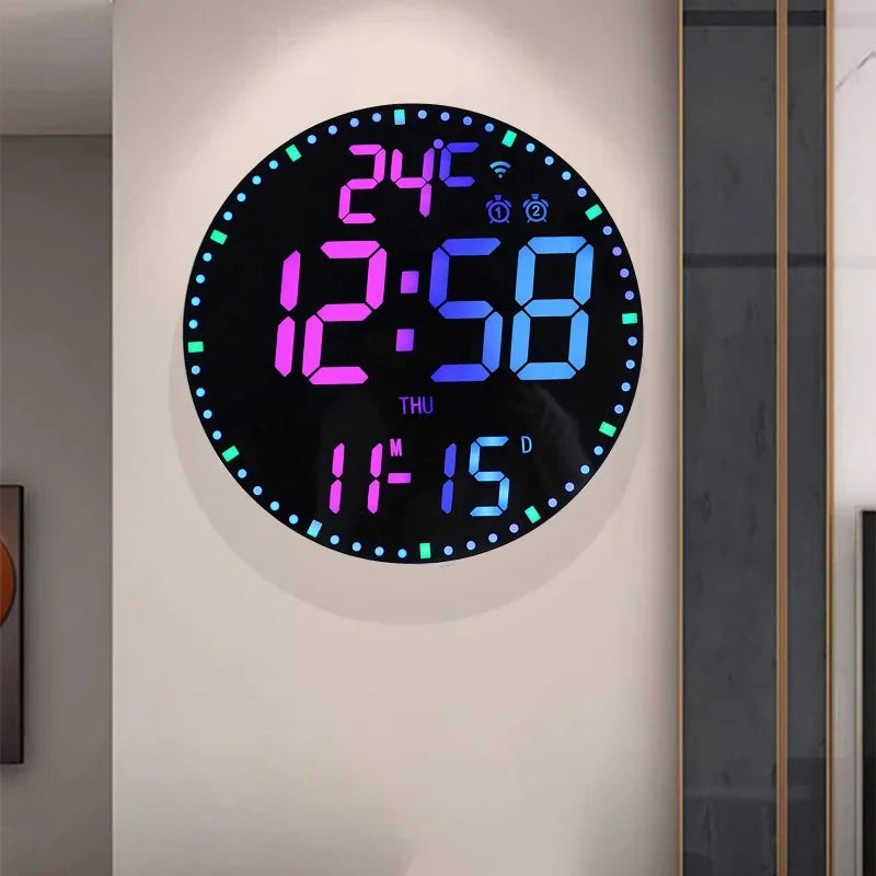 Smart WiFi LED Wall Clock with Alarms